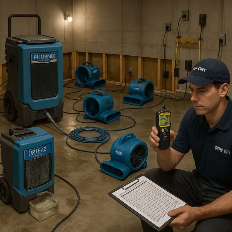 Structural Drying and Dehumidification process in Gregory, TX